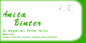 anita binter business card